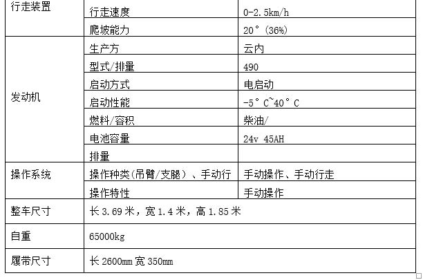8噸履帶折臂吊車(chē)參數(shù)